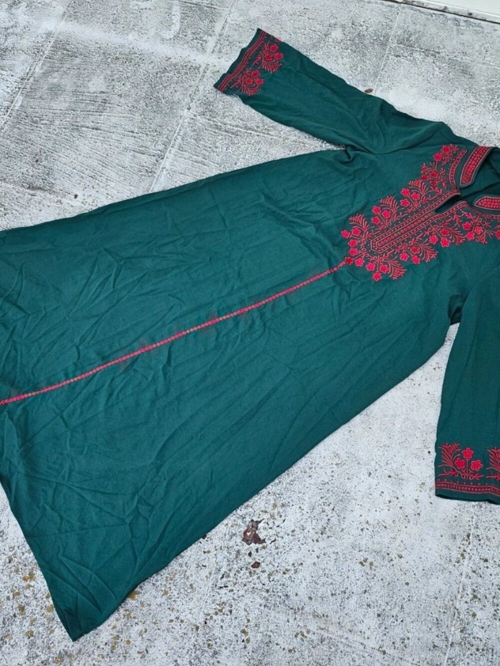 Women Dress Elegant Embroidered Arabian Gown Abaya Long Dress Burkha Size XL - Picture 8 of 12
